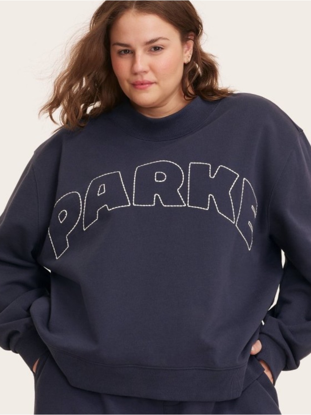 NWT Parke x Target Dark Navy Mockneck Pullover Logo Sweatshirt Small/Medium